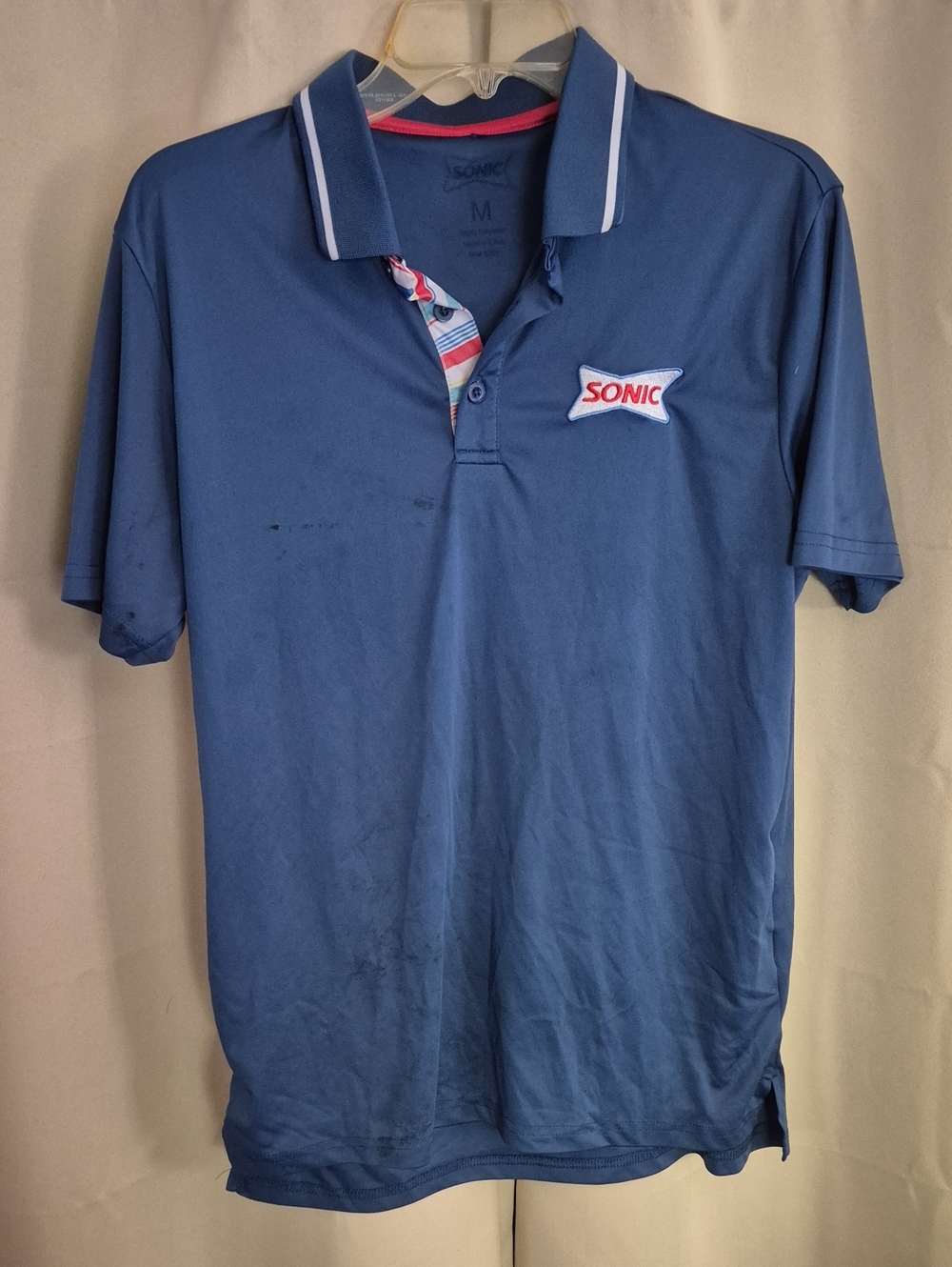 Navy Polo Sonic Shirt with Contrast Trim
